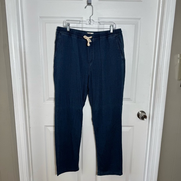 Marine Layer Saturday Indigo Texture Pull On Jeans Pants XL Blue Drawstring - Picture 3 of 11